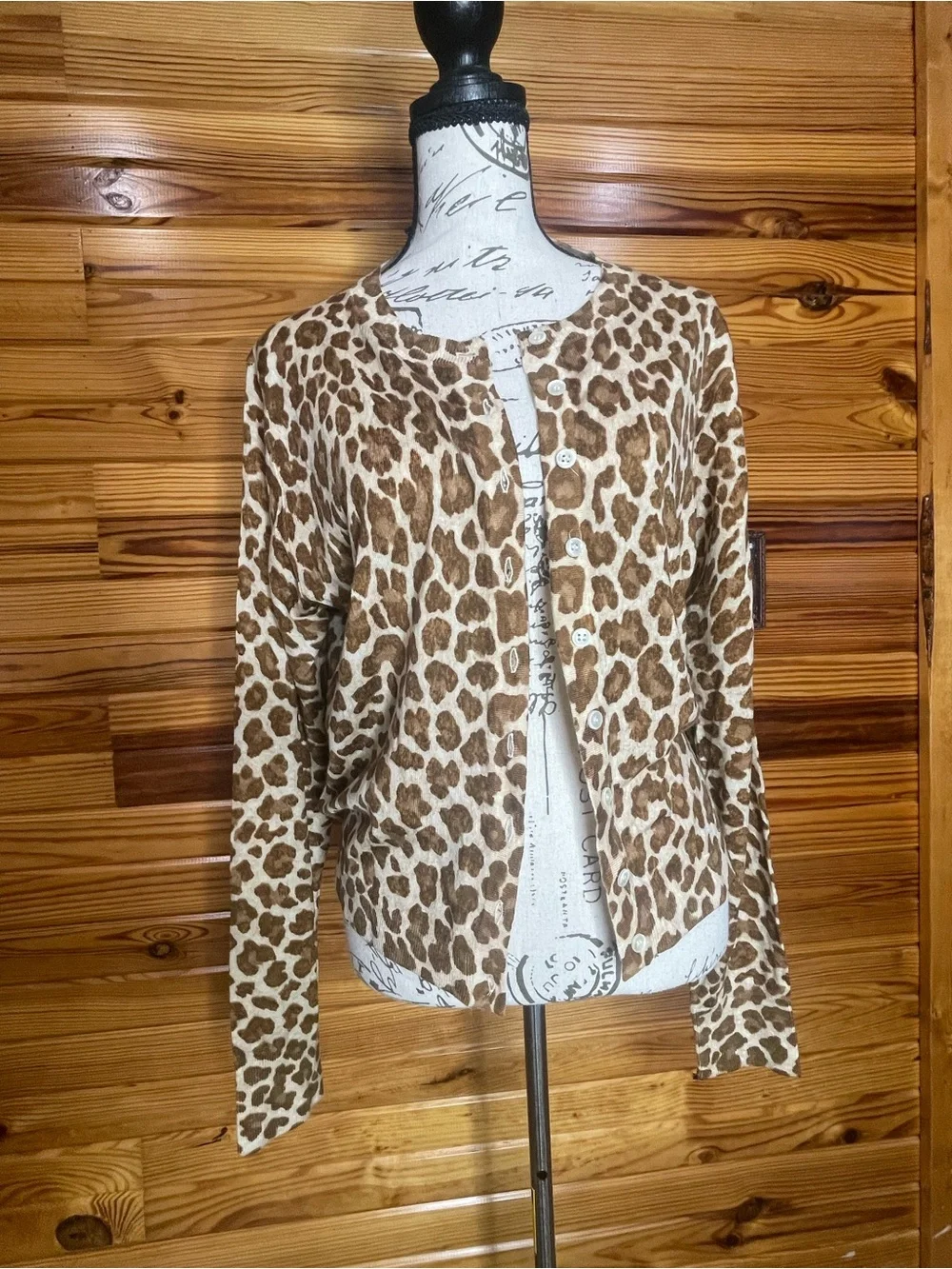 J. Crew Leopard Print Cardigan in Brown and Cream